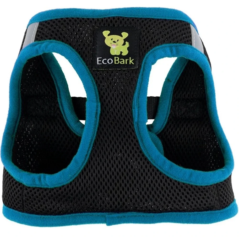 NWOT EcoBark Soft Hug Step In Reflective Vest Harness Black Mesh Blue XXXS